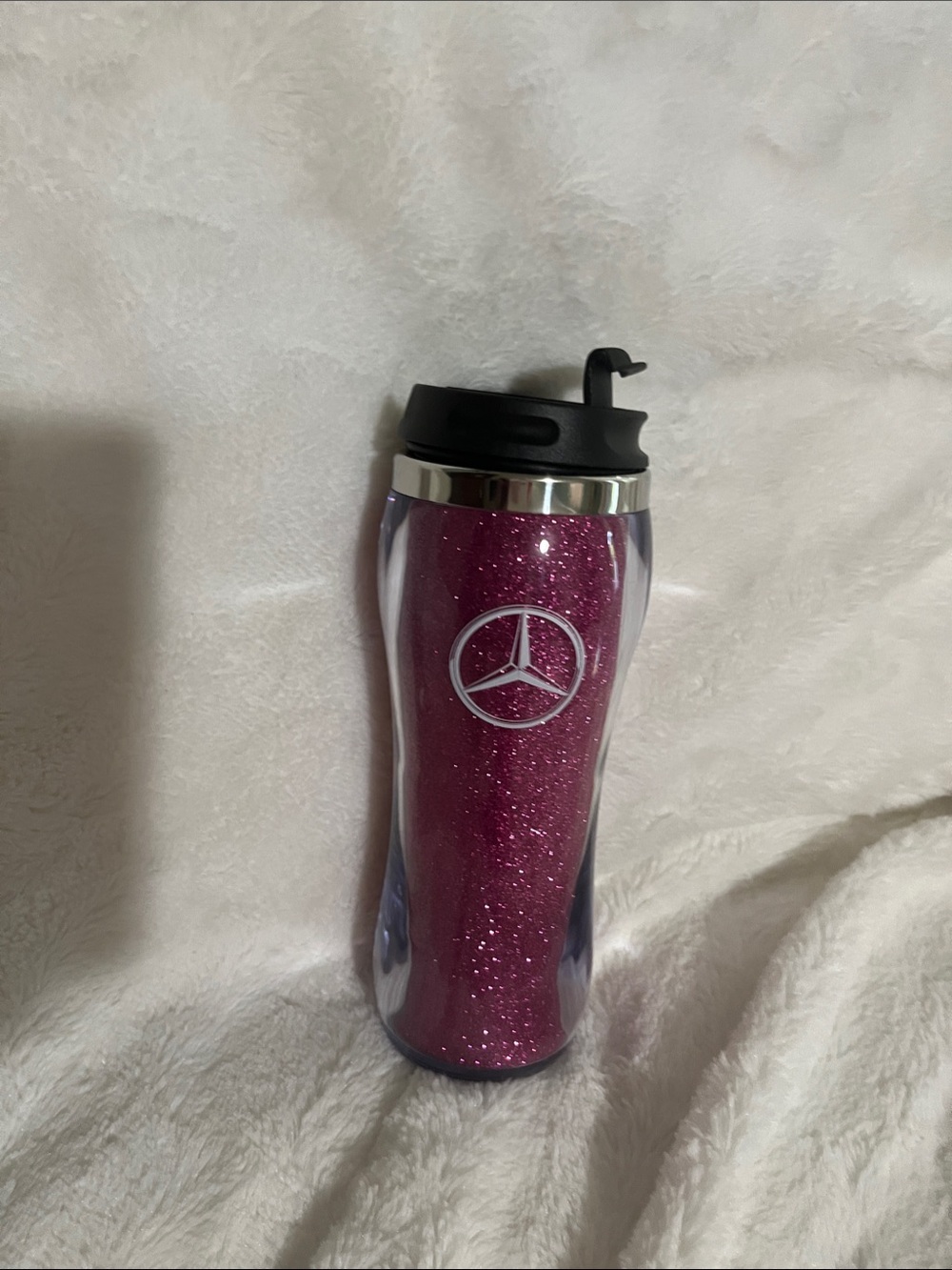 Mercedes Glitter Travel Tumbler - Pink
